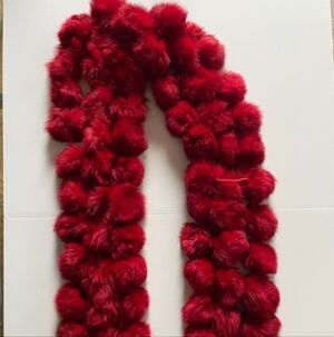 Adrienne Landau Red Rabbit Fur Scarf
